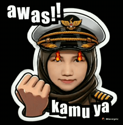 Cartoon Woman In Hijab And Captain Hat Saying Awas GIF