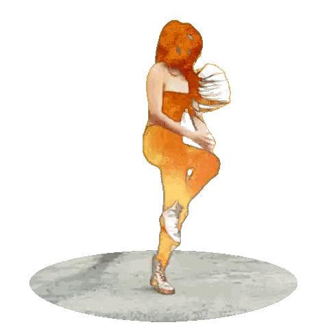 Cartoon Woman In Orange Pants And Boots Sticker