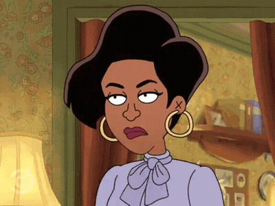 Cartoon Woman In Purple Shirt And Hoop Earrings GIF