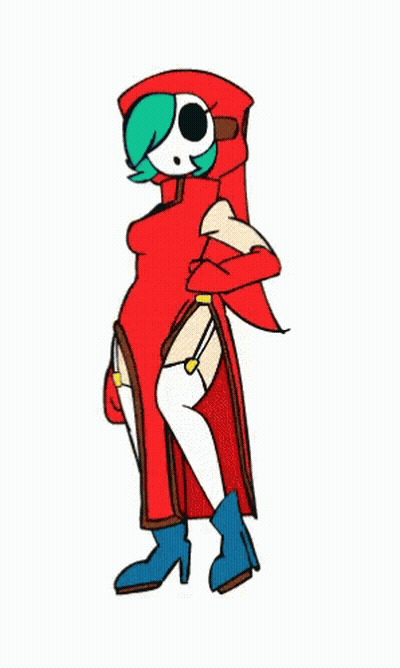 Cartoon Woman In Red Dress And Blue Boots GIF