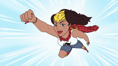 Cartoon Woman In Superhero Outfit GIF