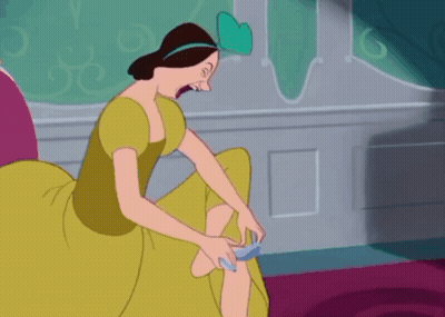 Cartoon Woman In Yellow Dress And Blue Bow GIF