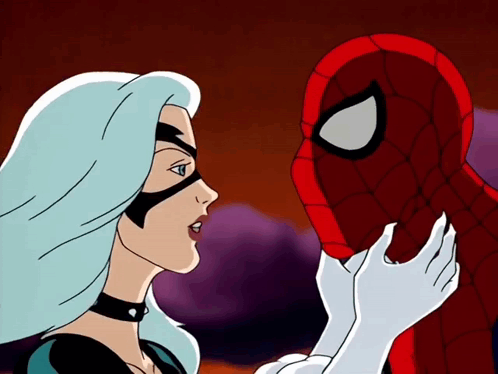 Cartoon Woman Kissing Man's Face GIF