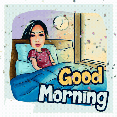 Cartoon Woman Laying In Bed Saying Good Morning GIF