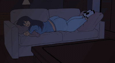 Cartoon Woman Laying On Couch With SD Watermark GIF