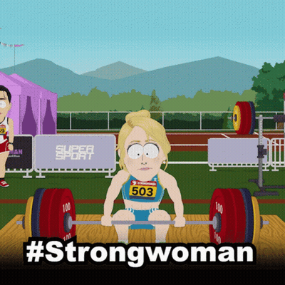 Cartoon Woman Lifting Barbell #Strongwoman GIF