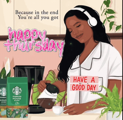 Cartoon Woman Making Coffee Have A Good Day GIF