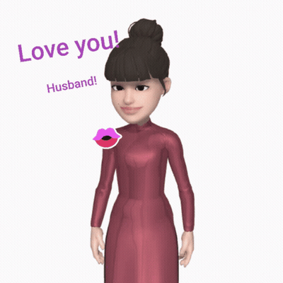 Cartoon Woman Making Heart Saying Love You Husband GIF