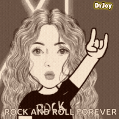 Cartoon Woman Making Rock And Roll Sign GIF