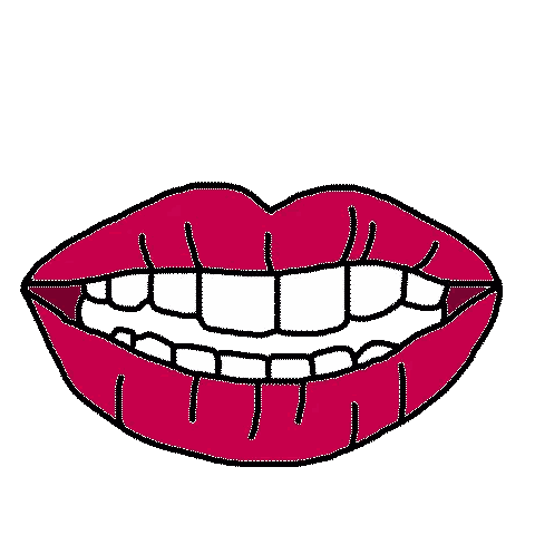Cartoon Woman Mouth Pink Lips White Teeth Sticker
