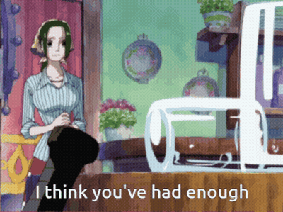Cartoon Woman Next To Blender Saying I Think You've Had Enough GIF