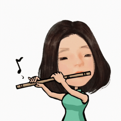 Cartoon Woman Playing Flute With Music Note GIF