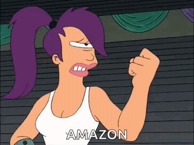 Cartoon Woman Purple Hair White Tank Top Saying Amazon GIF