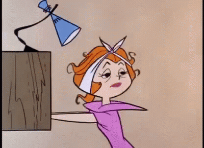 Cartoon Woman Putting Bandage On Head In Mirror GIF