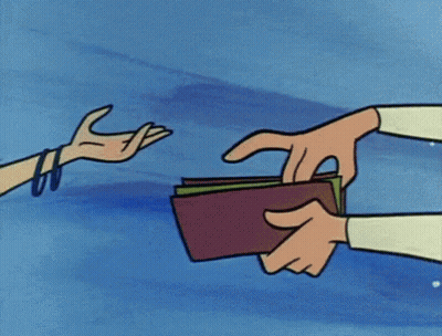 Cartoon Woman Putting Bandage On Head In Mirror GIF