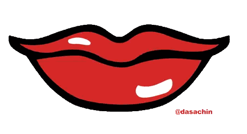 Cartoon Woman Red Lips With @Dasachin Sticker