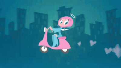 Cartoon Woman Riding Motorcycle GIF