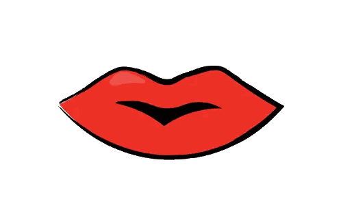 Cartoon Woman's Lips With Black Outline Sticker