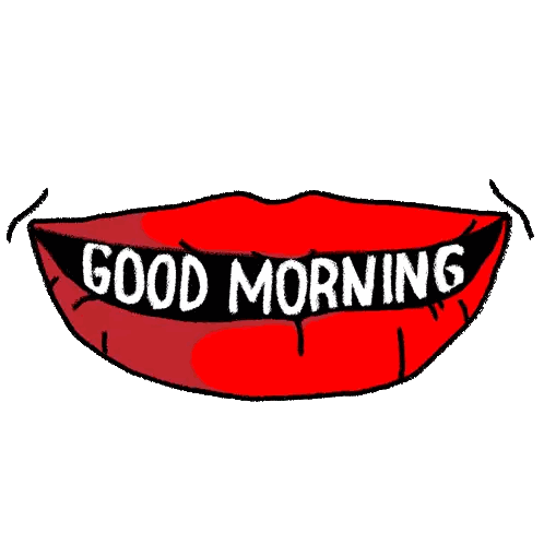 Cartoon Woman's Mouth Saying Good Morning Sticker