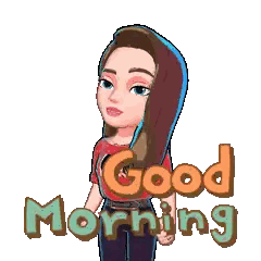 Cartoon Woman Saying Good Morning Sticker