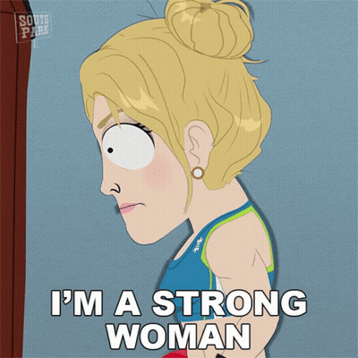 Cartoon Woman Saying I'm A Strong Woman GIF