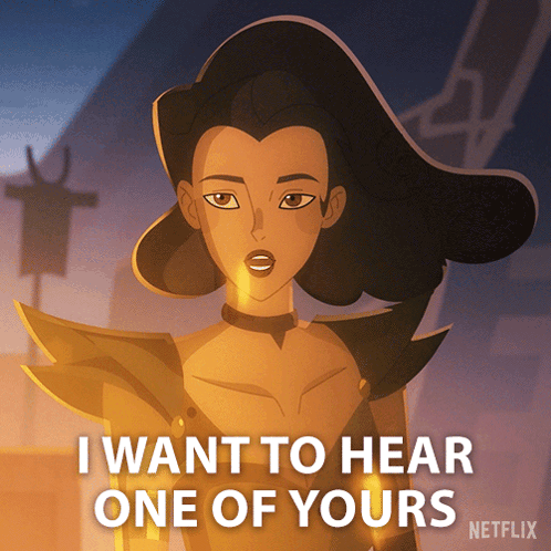 Cartoon Woman Saying I Want To Hear One Of Yours GIF