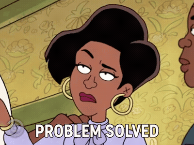 Cartoon Woman Saying Problem Solved GIF