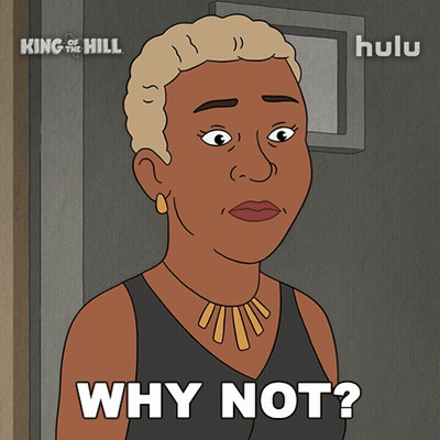 Cartoon Woman Saying Why Not GIF