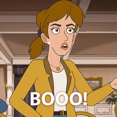 Cartoon Woman Says Booo In Netflix Ad GIF