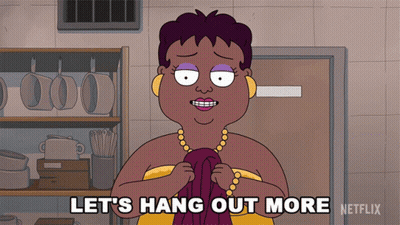 Cartoon Woman Says Let's Hang Out More On Netflix GIF