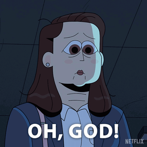 Cartoon Woman Says Oh God In White Letters GIF
