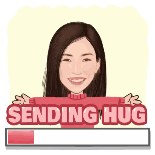 Cartoon Woman Sending Hug Sticker