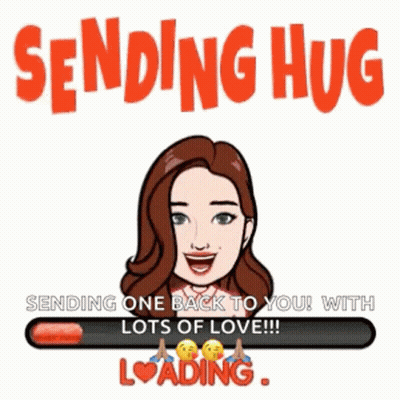 Cartoon Woman Sending Hug With Loading Bar GIF