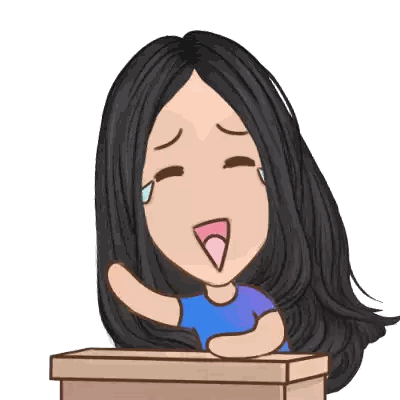 Cartoon Woman Sitting At Desk With Tongue Out Sticker