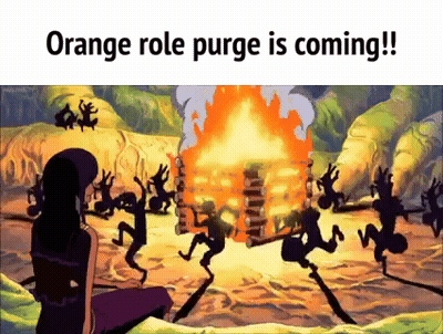 Cartoon Woman Sitting By Fire Orange Role Purge Is Coming GIF