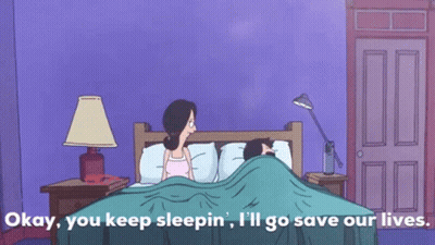 Cartoon Woman Sitting On Bed Saying Okay You Keep Sleepin GIF