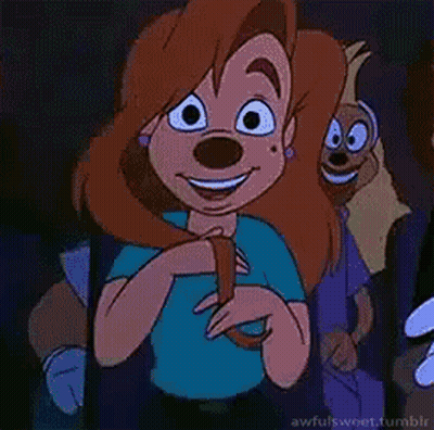 Cartoon Woman Smiling Holding Food GIF