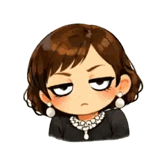 Cartoon Woman Wearing Earrings And Necklace Sticker