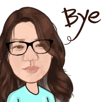 Cartoon Woman Wearing Glasses Saying Bye Sticker