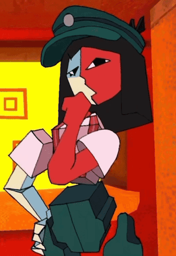 Cartoon Woman Wearing Green Hat GIF