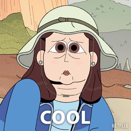 Cartoon Woman Wearing Hat That Says Cool GIF
