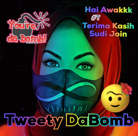 Cartoon Woman Wearing Mask With Tweety Da Bomb GIF