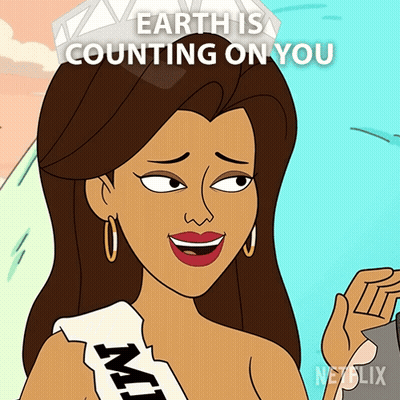 Cartoon Woman Wearing Miss Sash GIF