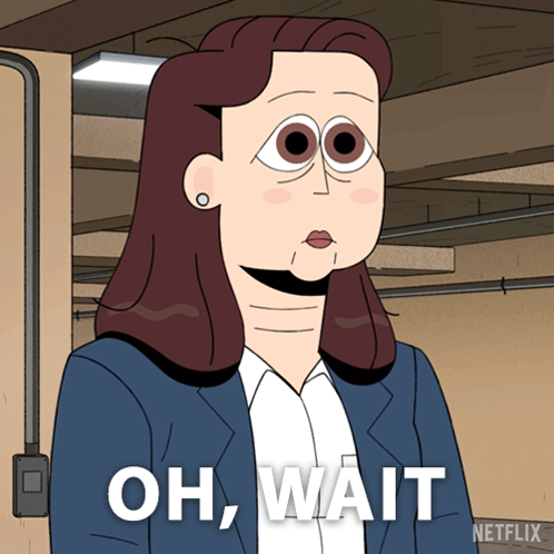 Cartoon Woman With Big Eyes And Oh Wait GIF
