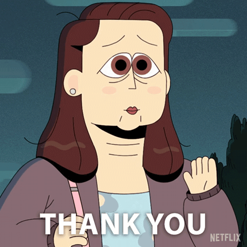 Cartoon Woman With Big Eyes Says Thank You GIF