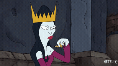 Cartoon Woman With Crown And Netflix Logo GIF