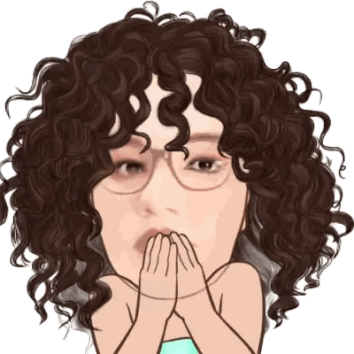 Cartoon Woman With Curly Hair And Glasses Sticker
