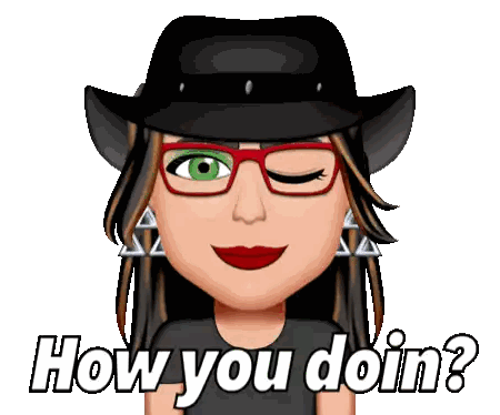 Cartoon Woman With Glasses And Black Hat Saying How You Doin Sticker