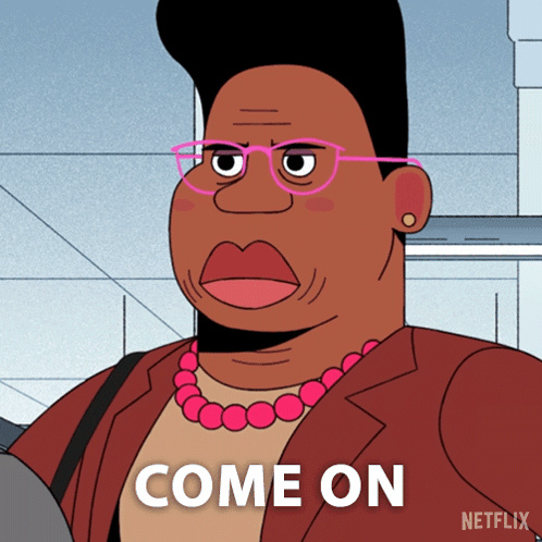Cartoon Woman With Glasses And Necklace Saying Come On GIF