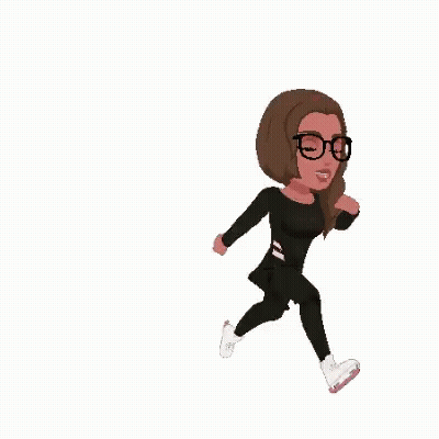 Cartoon Woman With Glasses Running Be There Soon GIF